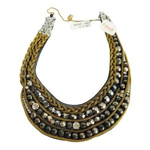 Necklace Chamk Bib Brass Bead Sewn exposed back